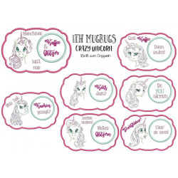 Stickserie ITH - Crazy Unicorn Mug Rugs